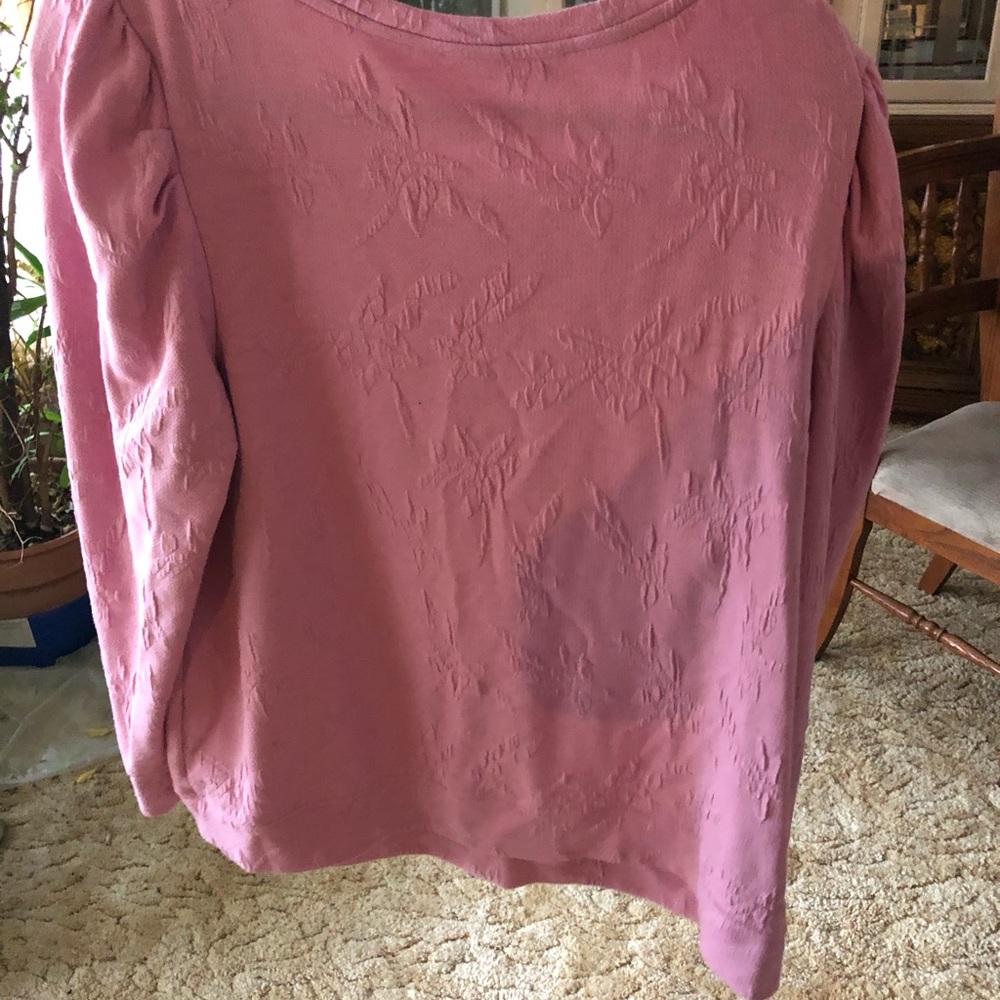 Pink puff sleeve light sweater Plus size 0x